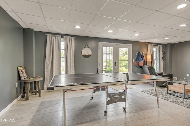 517 W Glade St, Glade Spring, VA 24340 - recreation room featuring french doors, wood finished floors, a paneled ceiling, and recessed lighting
