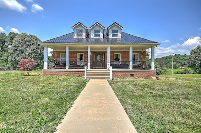 22643 Twin Oaks Rd, Abingdon, VA 24211 - view of front facade with brick siding, a front yard, and covered porch