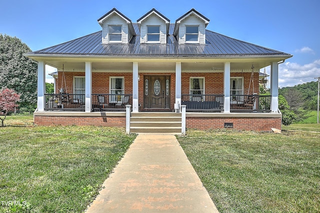 22643 Twin Oaks Rd, Abingdon, VA 24211 - view of front facade with brick siding, a front lawn, and a porch
