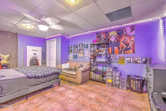 22643 Twin Oaks Rd, Abingdon, VA 24211 - bedroom featuring a drop ceiling and a ceiling fan