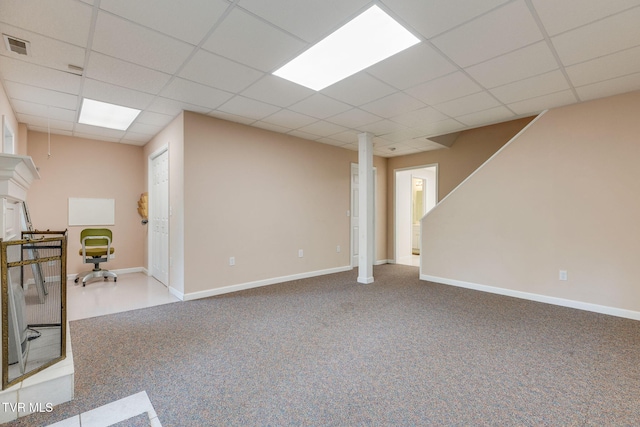 811 Fain Ave Unit 811, Kingsport, TN 37660 - finished basement with a drop ceiling, carpet flooring, stairs, and a desk