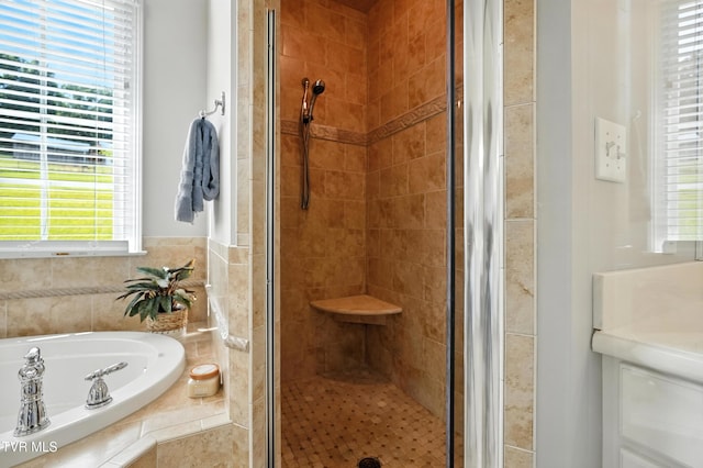 1251 Harmony Rd, Jonesborough, TN 37659 - bathroom with a shower stall, a garden tub, and plenty of natural light