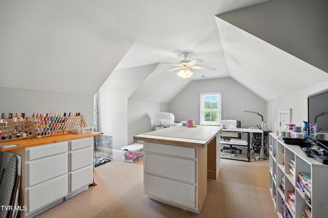 1251 Harmony Rd, Jonesborough, TN 37659 - office featuring light colored carpet, lofted ceiling, and a ceiling fan