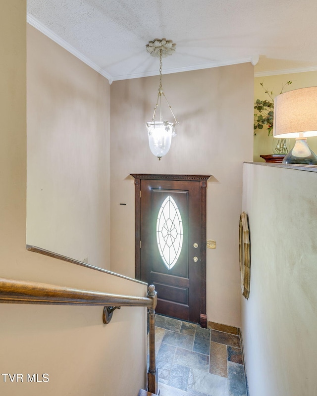 1049 Cooks Valley Rd, Kingsport, TN 37664 - entrance foyer featuring ornamental molding and stone finish floors