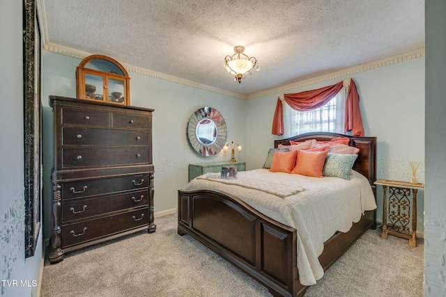 1049 Cooks Valley Rd, Kingsport, TN 37664 - bedroom with light colored carpet, crown molding, and a textured ceiling