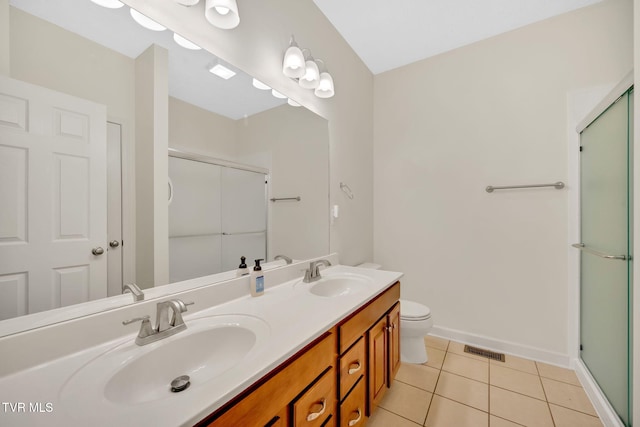 114 Wiltshire Dr, Gray, TN 37615 - full bath with tile patterned floors, a stall shower, and double vanity