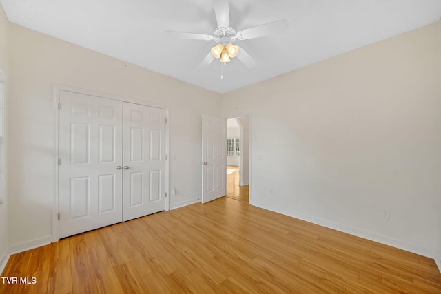 114 Wiltshire Dr, Gray, TN 37615 - unfurnished bedroom with light wood-type flooring, a closet, and a ceiling fan