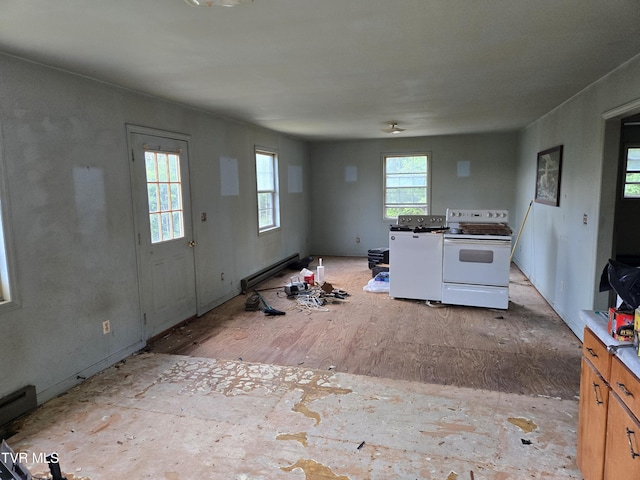 5875 Blue Springs Pkwy, Mosheim, TN 37818 - kitchen featuring white electric range and baseboard heating