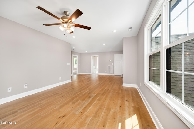 187 Tanners Cv, Johnson City, TN 37615 - unfurnished living room featuring a ceiling fan, light wood-style floors, and recessed lighting