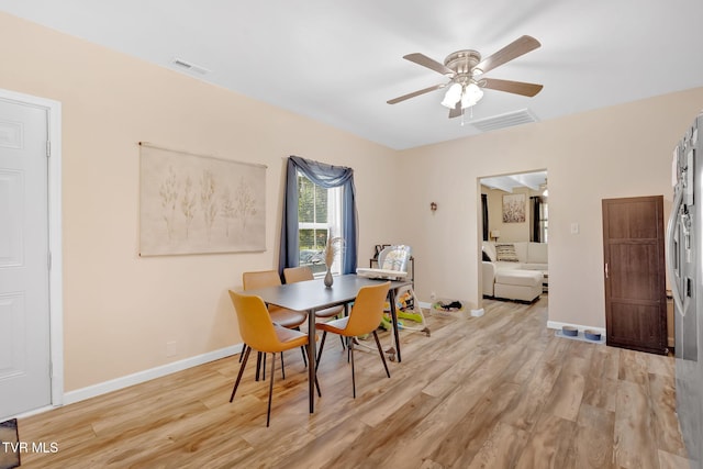 104 Kincheloe Rd, Fall Branch, TN 37656 - dining space featuring ceiling fan and light wood-style floors
