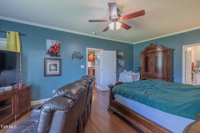 102 E Point Trce, Greeneville, TN 37745 - bedroom featuring wood finished floors, a textured ceiling, ornamental molding, and a ceiling fan