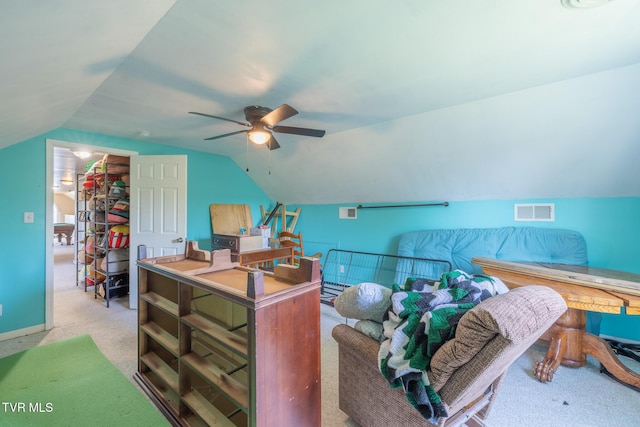 102 E Point Trce, Greeneville, TN 37745 - bedroom with light carpet, lofted ceiling, ceiling fan, and a desk
