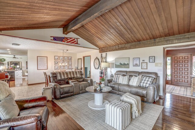 400 Heatherview Ct, Kingsport, TN 37663 - living area featuring hardwood / wood-style flooring, a ceiling fan, and wood ceiling
