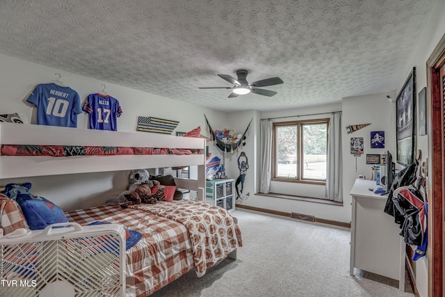 400 Heatherview Ct, Kingsport, TN 37663 - bedroom featuring carpet, a textured ceiling, and ceiling fan