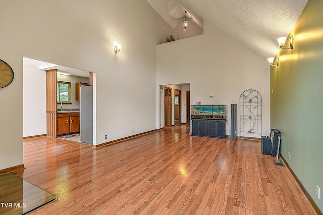 190 Sycamore Cir, Jonesborough, TN 37659 - unfurnished living room with light wood finished floors and high vaulted ceiling