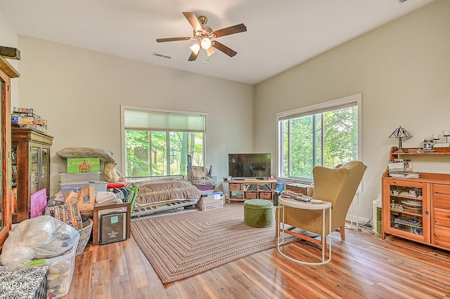 190 Sycamore Cir, Jonesborough, TN 37659 - living area with ceiling fan and wood finished floors
