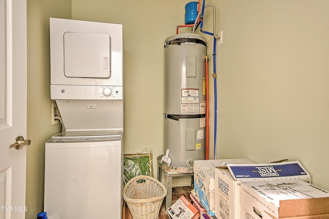 190 Sycamore Cir, Jonesborough, TN 37659 - laundry room featuring estacked washer and dryer and water heater