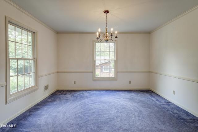 1710 Sundale Rd, Johnson City, TN 37604 - carpeted spare room featuring a chandelier, healthy amount of natural light, and ornamental molding