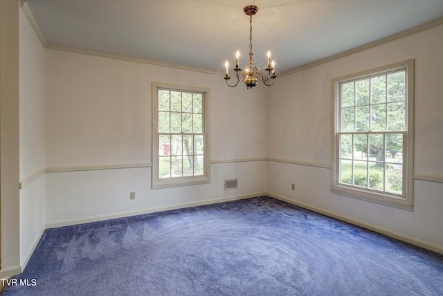 1710 Sundale Rd, Johnson City, TN 37604 - carpeted empty room with a chandelier, healthy amount of natural light, and ornamental molding