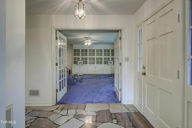1710 Sundale Rd, Johnson City, TN 37604 - carpeted entrance foyer featuring a ceiling fan and french doors