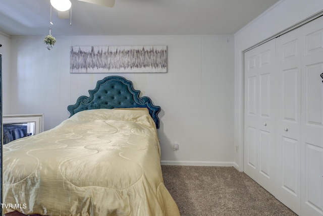 1710 Sundale Rd, Johnson City, TN 37604 - bedroom with carpet flooring, a closet, and ceiling fan