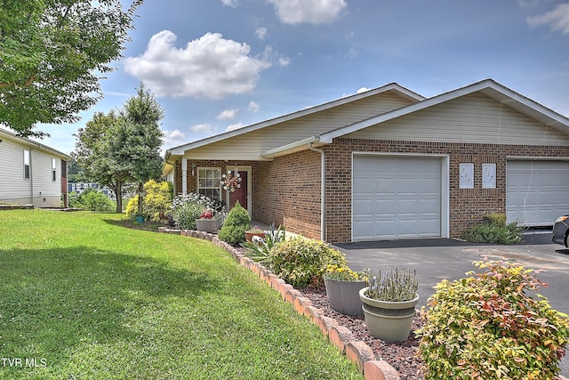 929 Cornerstone Ct, Kingsport, TN 37660 - ranch-style house featuring brick siding, asphalt driveway, a front lawn, and a garage
