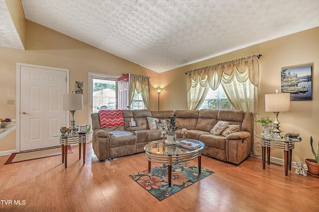 929 Cornerstone Ct, Kingsport, TN 37660 - living room featuring vaulted ceiling, light wood-type flooring, and a textured ceiling