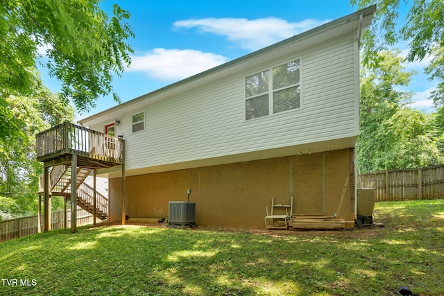 46 Taylor Ridge Ct, Johnson City, TN 37601 - back of house featuring stairs, a deck, and a fenced backyard