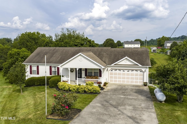 2146 Buttercup Ln, Limestone, TN 37681 - view of front facade featuring a porch, a front yard, an attached garage, and driveway