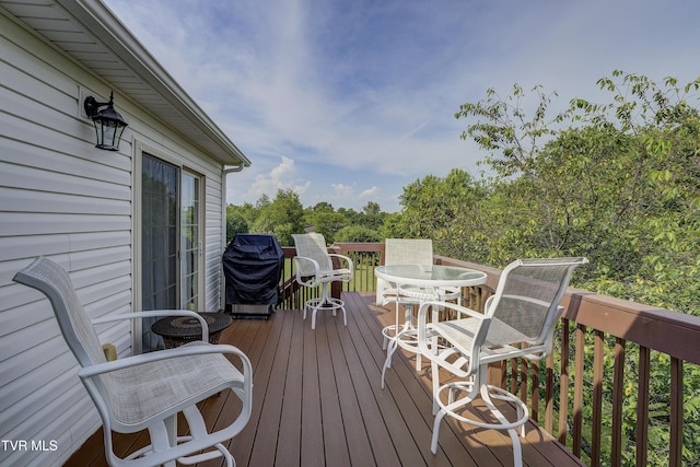 2146 Buttercup Ln, Limestone, TN 37681 - wooden deck with outdoor dining space and grilling area