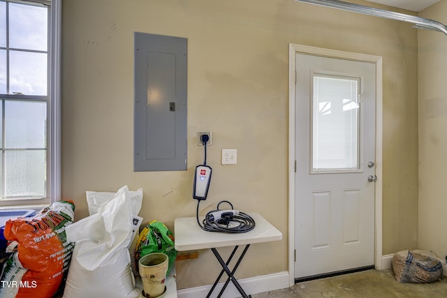 2146 Buttercup Ln, Limestone, TN 37681 - entryway with electric panel, healthy amount of natural light, and unfinished concrete floors
