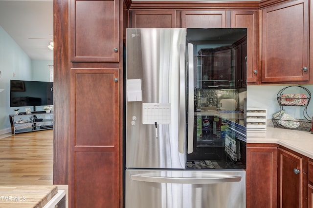 2146 Buttercup Ln, Limestone, TN 37681 - kitchen with smart refrigerator, light countertops, and wood finished floors