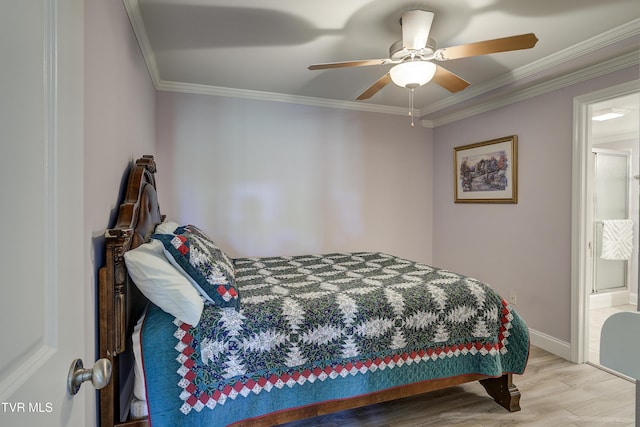 2146 Buttercup Ln, Limestone, TN 37681 - bedroom with wood finished floors, ornamental molding, and ceiling fan