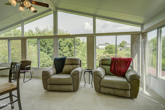 2146 Buttercup Ln, Limestone, TN 37681 - sunroom featuring healthy amount of natural light, vaulted ceiling, and carpet flooring