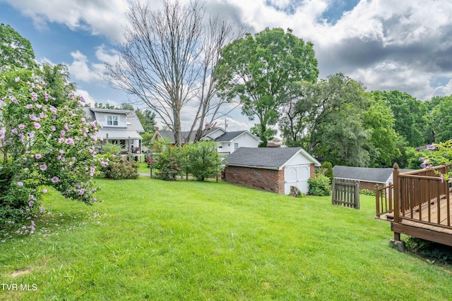 922 W Hillcrest Dr, Johnson City, TN 37604 - view of grassy yard featuring a shed and a wooden deck