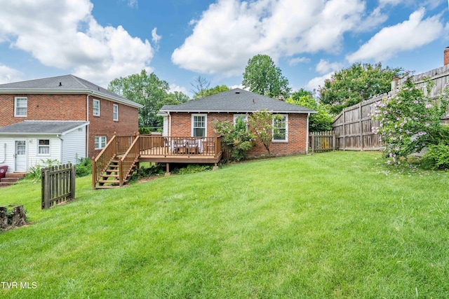 922 W Hillcrest Dr, Johnson City, TN 37604 - rear view of house featuring a deck, brick siding, and stairs