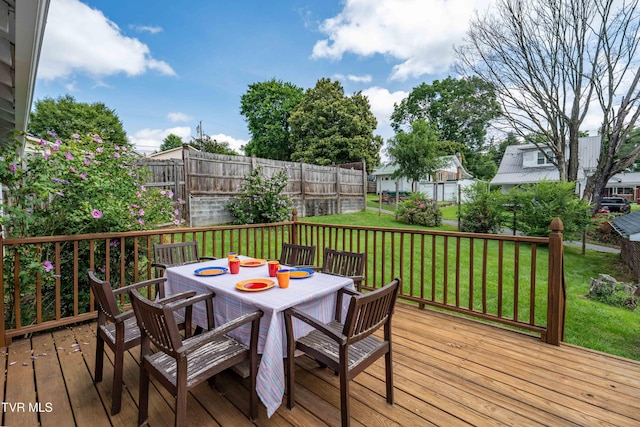 922 W Hillcrest Dr, Johnson City, TN 37604 - wooden deck featuring a fenced backyard and outdoor dining space