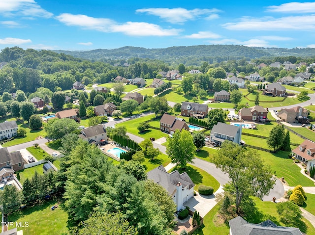 504 Amelia Ct, Blountville, TN 37617 - aerial view of residential area featuring a pool and a mountainous background
