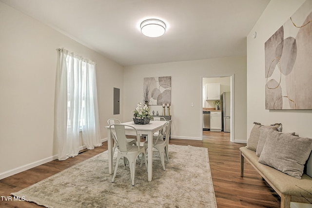 1010 Gibson Mill Rd, Kingsport, TN 37660 - dining space with electric panel and wood finished floors