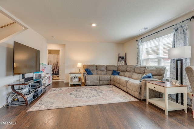 1233 Stamp Lodge Rd, Kingsport, TN 37660 - living area with dark wood-type flooring and recessed lighting