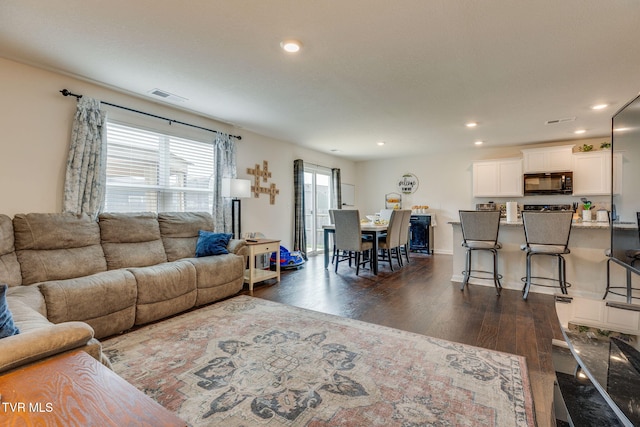 1233 Stamp Lodge Rd, Kingsport, TN 37660 - living area with dark wood-style floors and recessed lighting