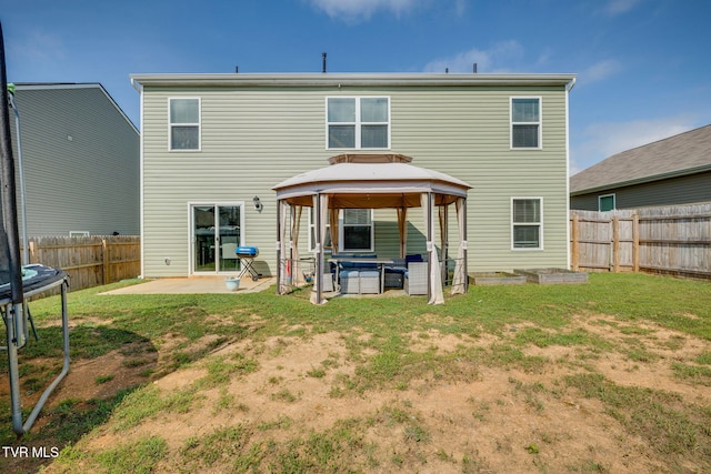 1233 Stamp Lodge Rd, Kingsport, TN 37660 - back of house featuring a gazebo, a patio, an outdoor hangout area, and a fenced backyard