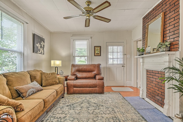 116 Esther St, Bristol, TN 37620 - living area with ceiling fan, wood finished floors, and ornamental molding