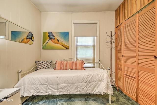 116 Esther St, Bristol, TN 37620 - carpeted bedroom with a closet and wood walls