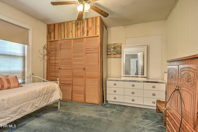 116 Esther St, Bristol, TN 37620 - bedroom with dark carpet, a closet, and ceiling fan