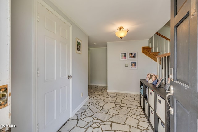 1605 Woodmont Dr, Johnson City, TN 37601 - foyer featuring stairway and baseboards
