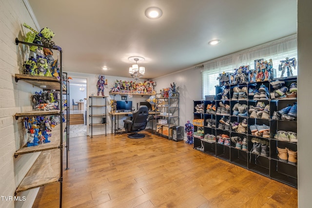 1605 Woodmont Dr, Johnson City, TN 37601 - office featuring wood finished floors, a chandelier, and recessed lighting