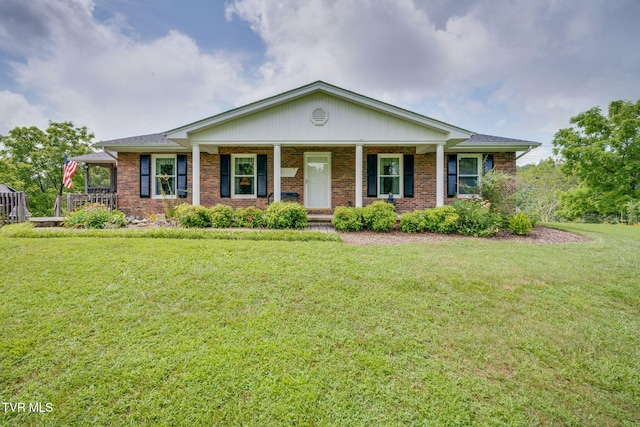 2129 Philon Dr, Kingsport, TN 37660 - ranch-style house featuring a porch, a front lawn, and brick siding