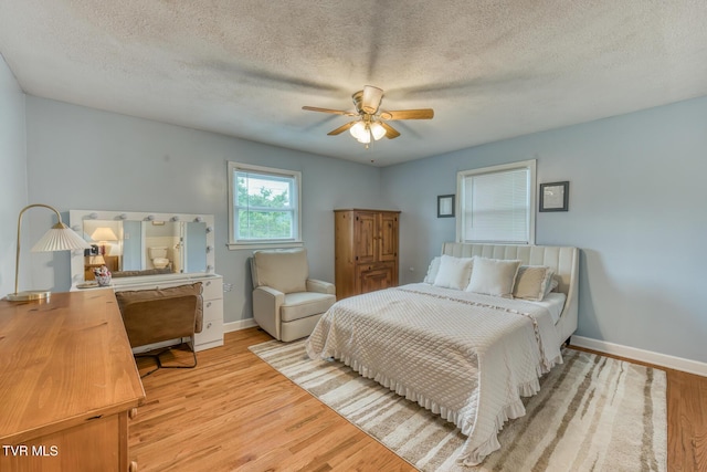 605 Dickerson St, Kingsport, TN 37665 - bedroom featuring light wood-type flooring, a textured ceiling, and a ceiling fan