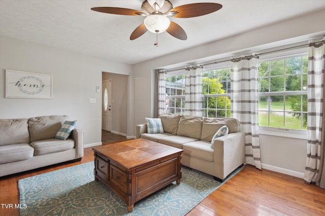 4404 Stillwood Ave, Kingsport, TN 37664 - living room with a ceiling fan and wood finished floors